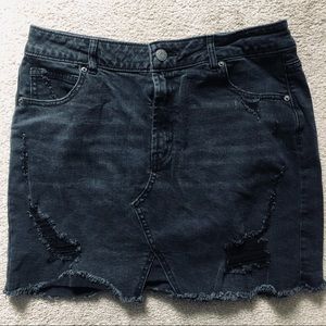 Wild Fable Distressed Black Denim Skirt